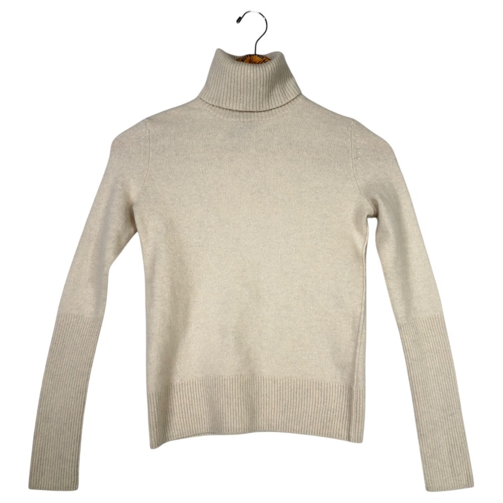 AQUA Cashmere Turtleneck Sweater Womens Small Ivory 100% Cashmere